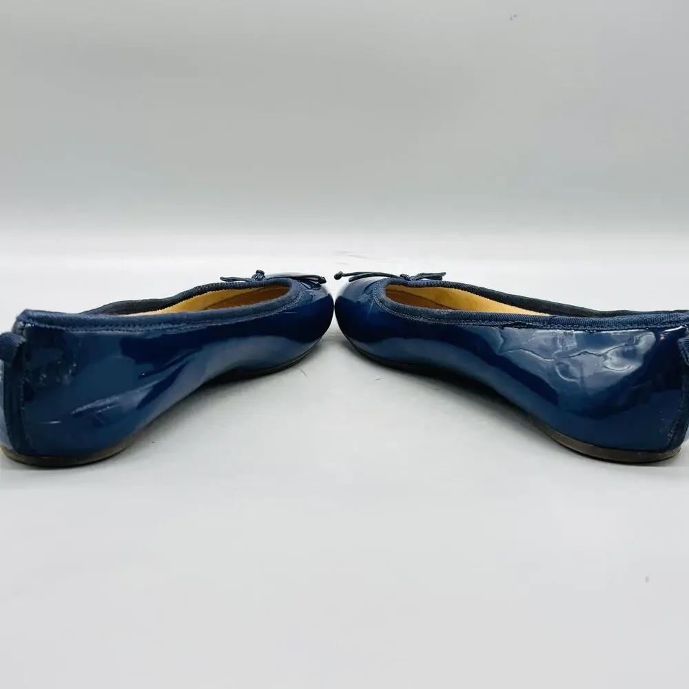 Crewcuts Shoes Kids Girls 5 Blue Patent Ballet Flats Bow Slip On Dress Casual